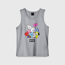 Майка детская хлопок BT21, цвет: меланж