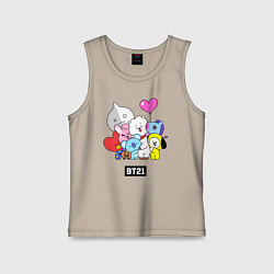 Майка детская хлопок BT21, цвет: миндальный