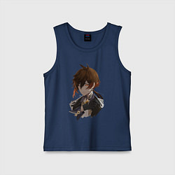 Майка детская хлопок Чжун Ли, цвет: тёмно-синий