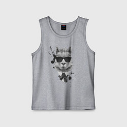 Майка детская хлопок Лам в черных очках, цвет: меланж