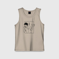 Майка детская хлопок Ойкава Тоору Haikyuu, цвет: миндальный