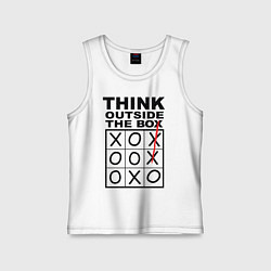 Майка детская хлопок THINK OUTSIDE THE BOX, цвет: белый