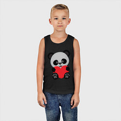 Майка детская хлопок Love Панда, цвет: черный — фото 2