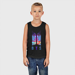 Майка детская хлопок Logo BTS, цвет: черный — фото 2