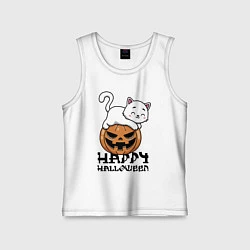 Майка детская хлопок Kitten & Pumpkin, цвет: белый