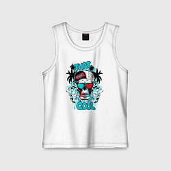 Майка детская хлопок Череп в очках, цвет: белый