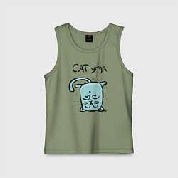 Майка детская хлопок Кот и йога, цвет: авокадо