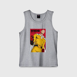 Майка детская хлопок Сайтама Saitama Ванпанчмен, цвет: меланж