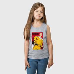 Майка детская хлопок Сайтама Saitama Ванпанчмен, цвет: меланж — фото 2