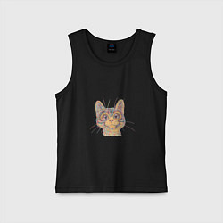 Майка детская хлопок A 018 Цветной кот, цвет: черный