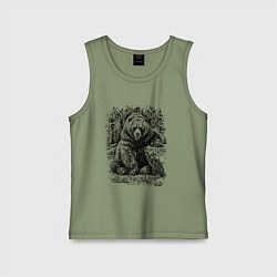 Майка детская хлопок Истинный хозяин Русского леса, цвет: авокадо