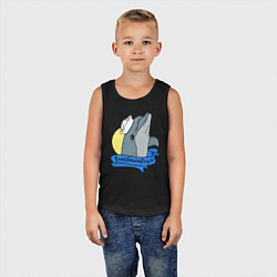 Майка детская хлопок Дельфин на фоне солнца, цвет: черный — фото 2