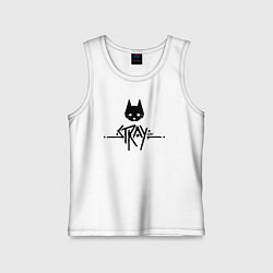 Майка детская хлопок Stray: Black Logo, цвет: белый