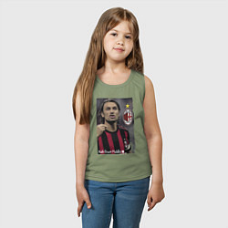 Майка детская хлопок Paolo Cesare Maldini - Milan, captain, цвет: авокадо — фото 2