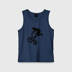 Майка детская хлопок ВЕЛОСПОРТ BMX Racing ВЕЛОСИПЕДИСТ, цвет: тёмно-синий