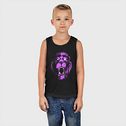 Майка детская хлопок Neon vanguard lion, цвет: черный — фото 2