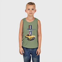 Майка детская хлопок Mustang motorsport, цвет: авокадо — фото 2