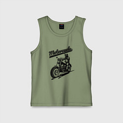 Майка детская хлопок Motorcycle Cool rider, цвет: авокадо