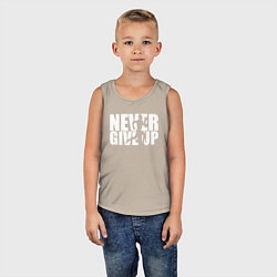 Майка детская хлопок NEVER GIVE UP НИКОГДА НЕ СДАВАЙСЯ СПОРТ, цвет: миндальный — фото 2