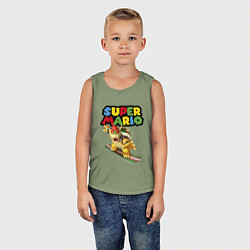 Майка детская хлопок Bowser Super Mario Nintendo, цвет: авокадо — фото 2