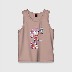 Майка детская хлопок Sonic Amy Rose Video game, цвет: пыльно-розовый