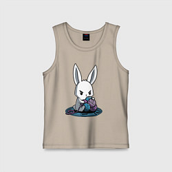 Майка детская хлопок Зайчонок обнял клубки The bunny hugged the balls, цвет: миндальный