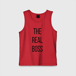 Майка детская хлопок The real boss!, цвет: красный