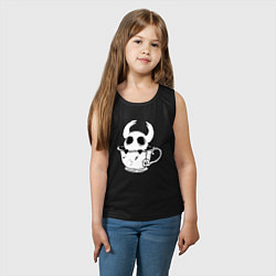 Майка детская хлопок Hollow Knight рыцарь в чашке, цвет: черный — фото 2