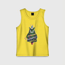 Майка детская хлопок Тоторо - Новогодняя ёлка, цвет: желтый