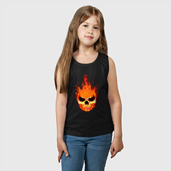 Майка детская хлопок Огненный злой череп, цвет: черный — фото 2