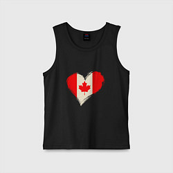 Майка детская хлопок Сердце - Канада, цвет: черный