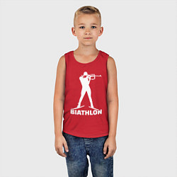 Майка детская хлопок Биатлонист в положении стоя, цвет: красный — фото 2