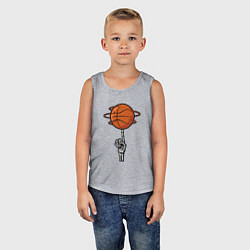 Майка детская хлопок Баскетбольный мяч на костлявой руке, цвет: меланж — фото 2