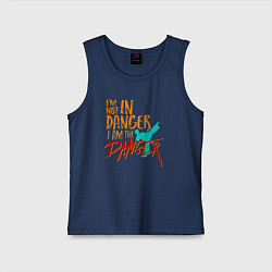 Майка детская хлопок Я не опасный, я и есть опасность, цвет: тёмно-синий