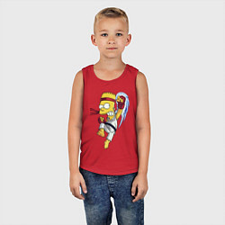Майка детская хлопок Боец Барт Симпсон - чёрный пояс, цвет: красный — фото 2
