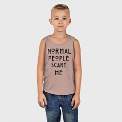 Майка детская хлопок Normal people scare me, цвет: пыльно-розовый — фото 2