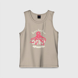 Майка детская хлопок Осьминог водолаз ретро, цвет: миндальный