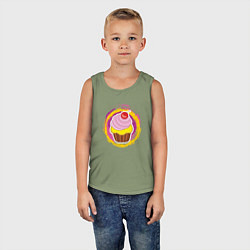 Майка детская хлопок Мультяшный сладкий капкейк, цвет: авокадо — фото 2