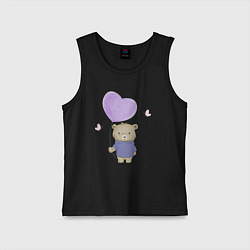 Детская майка Милый медвежонок с шариком и бабочками