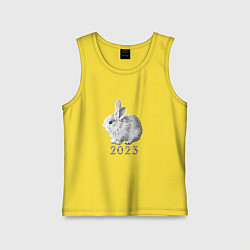 Майка детская хлопок Новогодний белый кролик, символ 2023 года, цвет: желтый