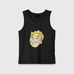 Майка детская хлопок Vault boy head, цвет: черный