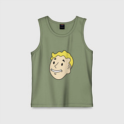 Майка детская хлопок Vault boy head, цвет: авокадо