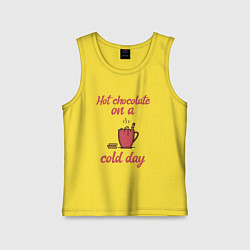 Майка детская хлопок Горячий шоколад в холодный день, цвет: желтый