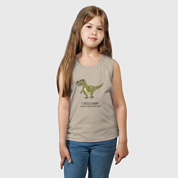 Майка детская хлопок Динозавр тираннозавр Глебозавр, цвет: миндальный — фото 2