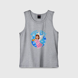 Майка детская хлопок Мультяшный рождественский ангел, цвет: меланж