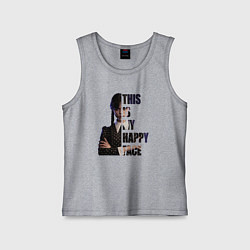 Майка детская хлопок Wednesday: This Is My Happy Face, цвет: меланж