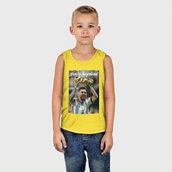Майка детская хлопок Lionel Messi - world champion - Argentina, цвет: желтый — фото 2