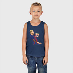 Майка детская хлопок Messi Barcelona, цвет: тёмно-синий — фото 2