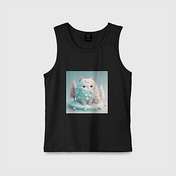 Майка детская хлопок Толстый снежный котик пастельные цвета, цвет: черный