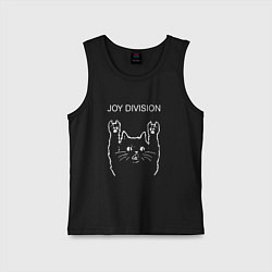 Майка детская хлопок Joy Division рок кот, цвет: черный